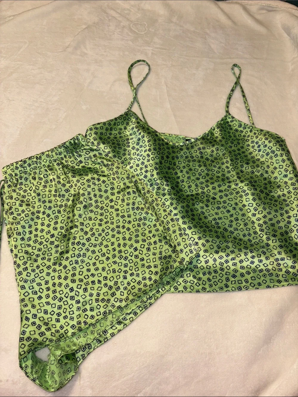 No Boundaries Green Printed lounge wear matching set